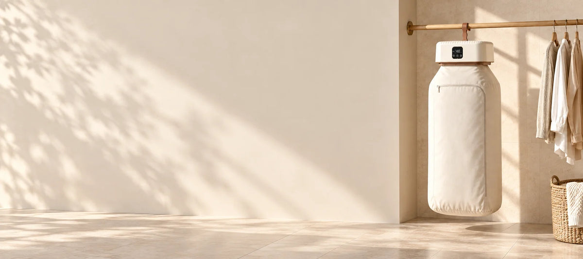 Dryloo portable dryer in a sunlit apartment